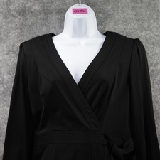 Tommy Hilfiger Dress Womens 8 Black Long Sleeve Wrap Sheath Belted Knit V Neck