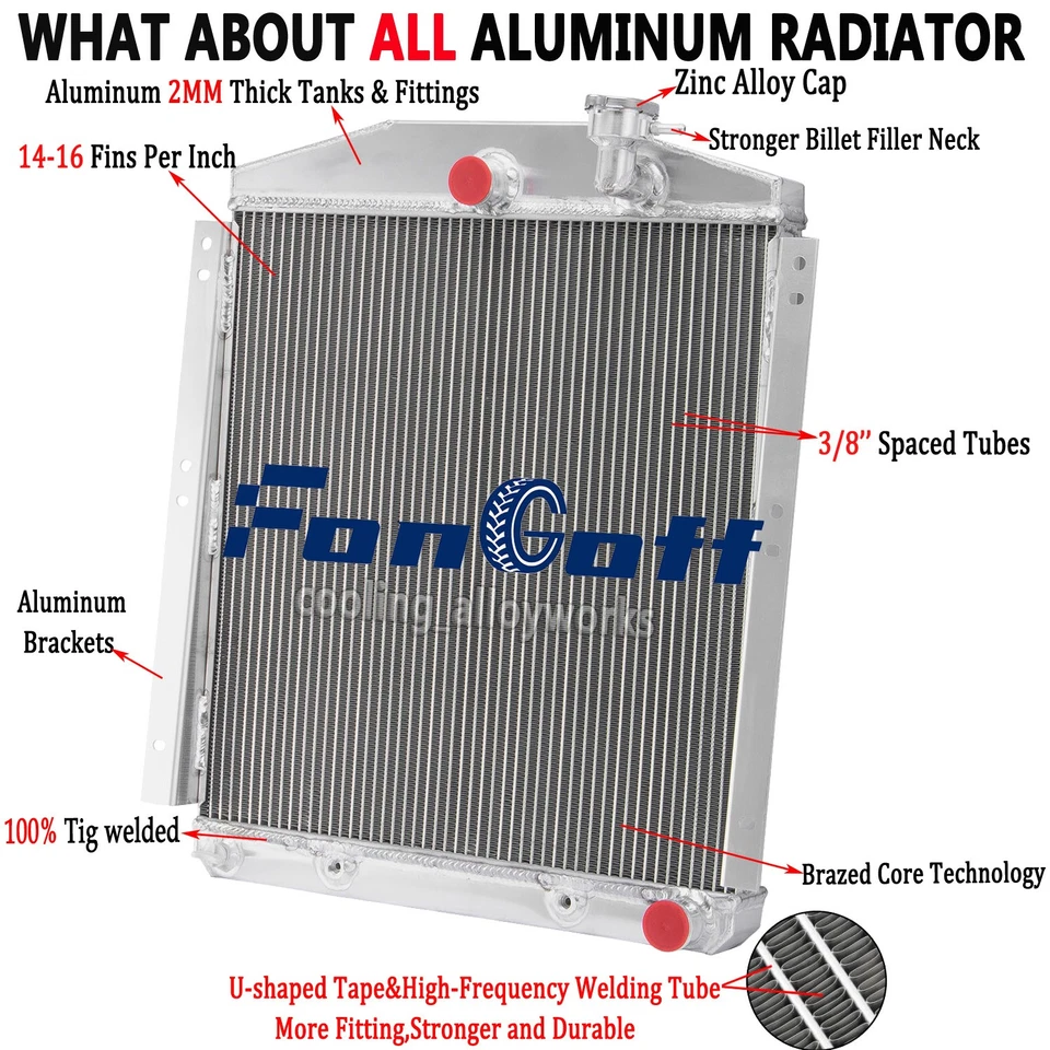3-Rows Radiator Fits 1948-1954 1949 Chevy/GMC Truck 3100 3600 3800 3900 3.8L US - Image 3 of 4