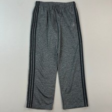 Adidas Essentials Pants Mens Medium Gray 3 Stripe Fleece Sweatpants Drawstring