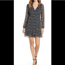 All in favor Brittany chiffon true wrap mini dress L New