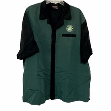 Hilton Corp Green/ Black Button Up Short Sleeve Brooklyn Brewery Shirt Men’s 2XL