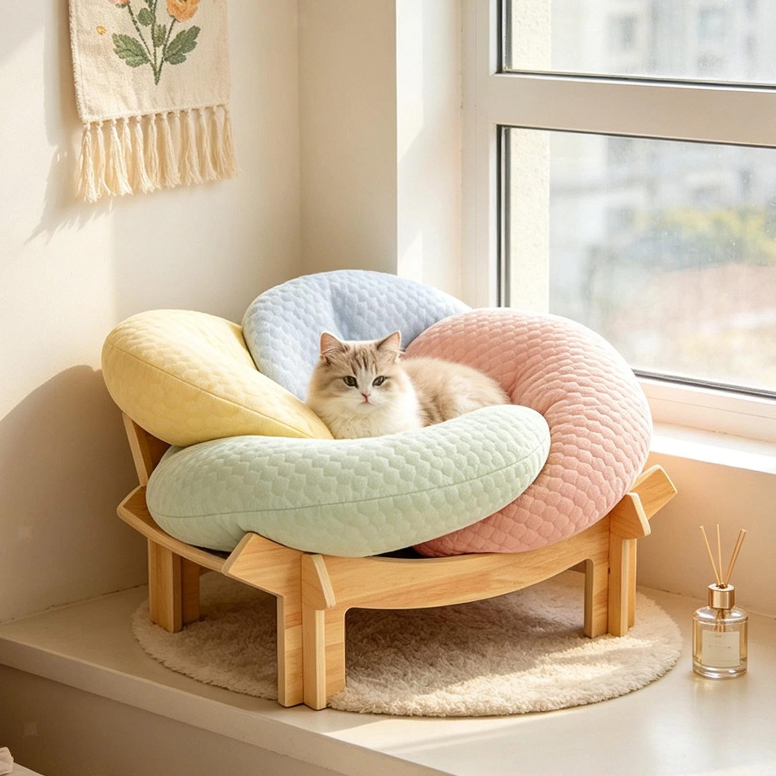 Pet Elevated Cat Bed Cat Furniture Raised Kitty Lounge for Puppy Kitten Play