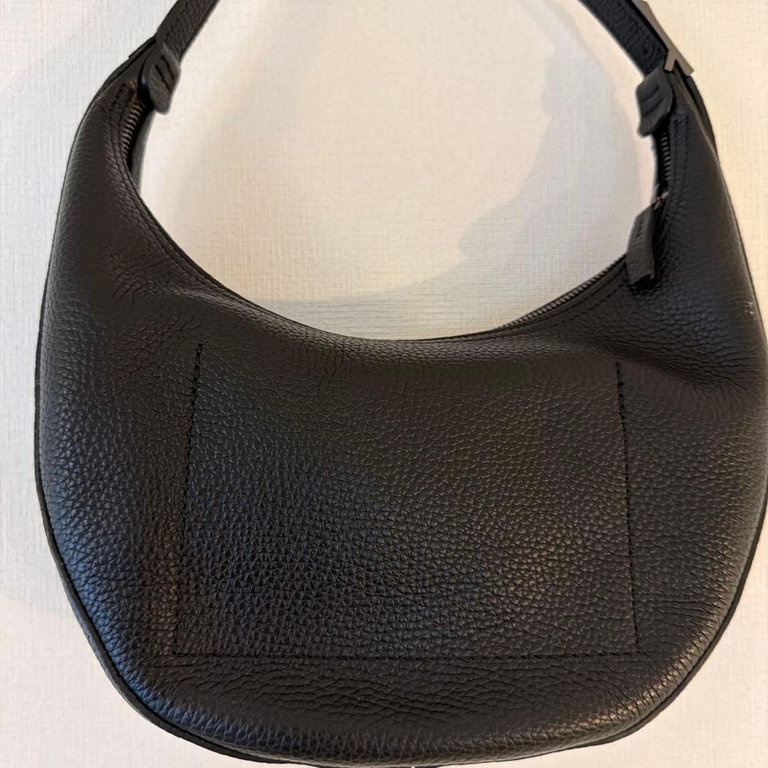 Longchamp Le Rozo Essential Hobo Bag M Pebbled Leather Black Toggle Closure Auth image 7