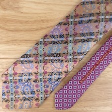 Robert Graham Paisley Plaid Silk Tie 3.5" x 66" Designer Necktie Made in USA