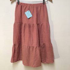 Skirt 100 Linen Girls L 10/12 Maxi Pink Ruffle Tier Boho Mom and Pop's Kids