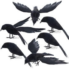 YOFIT Halloween Crow Decorations 6 Pack Fake Black Crows 10.8 inches,