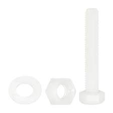 300 Pcs/100 Sets M5 x 30mm Nylon Hex Bolts and Nuts with Flat Washers, White