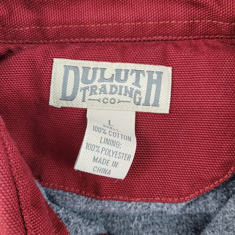 Duluth Trading Co Jacket Mens Large Red Cotton Fleece Lined Shirt Jacket Shacket - Image 3 of 4