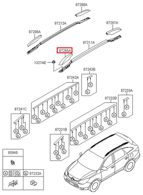 Genuine/OEM 872513J000 COVER-ROOF RACK FR LH for Hyundai Veracruz
