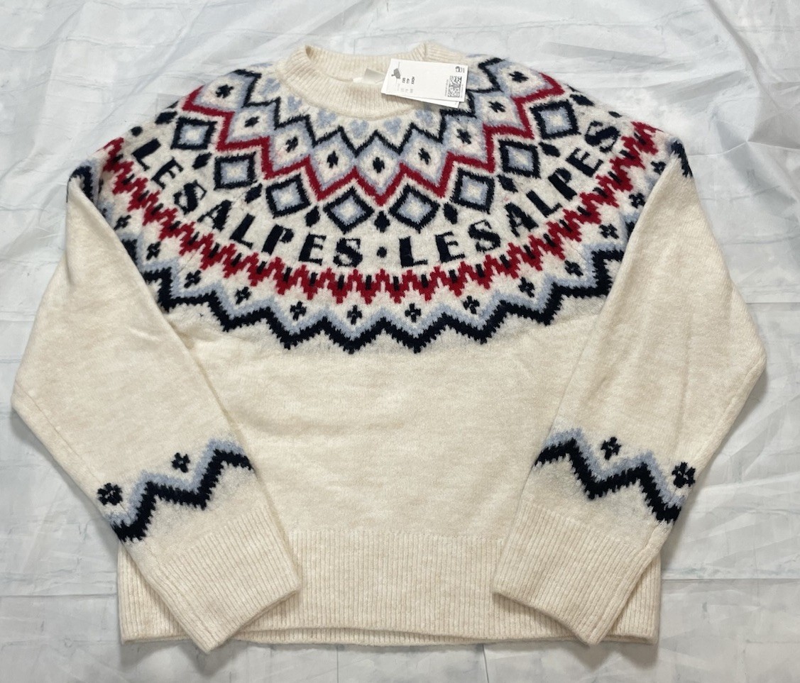 NEW H&M ALPES Jacquard Knit Fair Isle CREAM Sweater Women’s XXS Ski Lodge Relax thumbnail 16