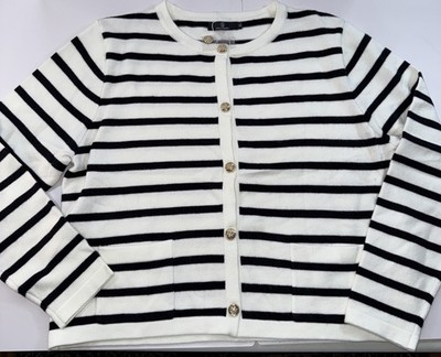 LILLUSORY Women's Crew Neck Gold Buttons Cardigan Sweaters Lady Jacket Sz XL