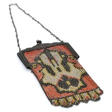 Vintage Whiting Davis Enamel Mesh Purse Art Deco Geometric Pattern