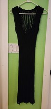 GUESS Pointelle Metallic Knit Black Dress XS