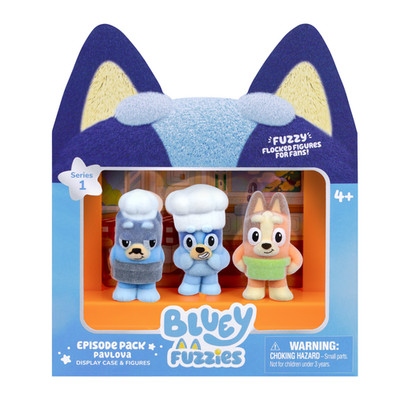 2026 Bluey Fuzzies -PAVLOVA EPISODE PACK- 3 Flocked Figures & Case ***READ***