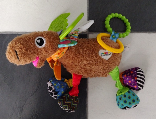 Lamaze Mortimer Moose Teether Crinkle Baby Stroller Toy Clip Green Antlers