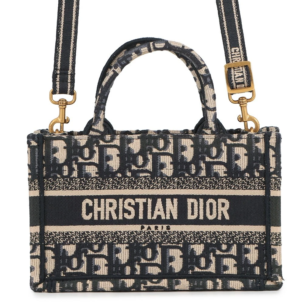 Dior — Dior Book Tote Oblique Embroidery Size Mini Canvas Navy/Beige S5573CRIW