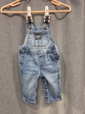OshKosh B'gosh Baby 6M Denim Bib Overalls Blue Jeans Striped Straps