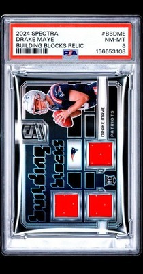 2024 PANINI SPECTRA BUILDING BLOCKS RELICS #BBDME DRAKE MAYE RC 79/99 PSA 8