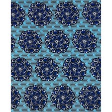 African Print Fabric/ Ankara - Shades of Blue Ebube Whirl' Design, YARD