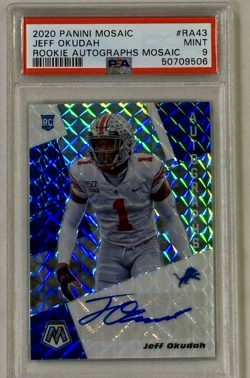 Jeff Okudah Panini Mosaic Rookie Autographs Mosaic #RA43 Base