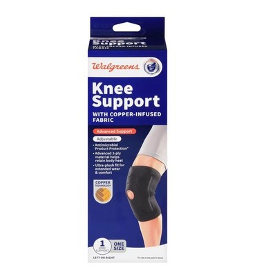 24 Pack Walgreens Copper-Infused Knee Support Brace Adjustable One Size