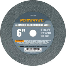 POWERTEC Bench Grinder Wheel 6 Inch 150 Grit, Aluminum Oxide Grinding Wheel for