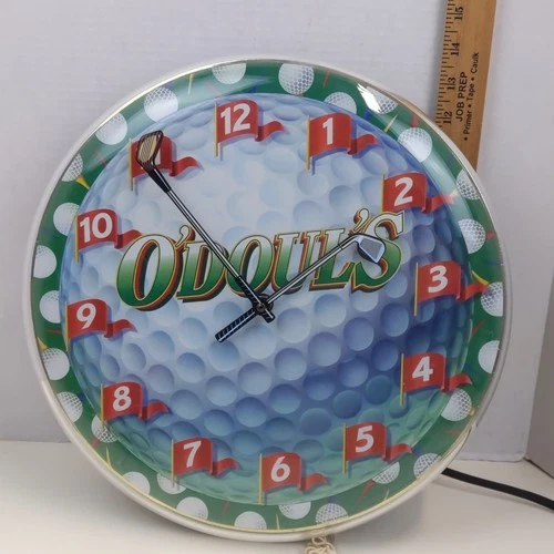 ODouls Beer Golf Wall Clock Lighted Vintage Anheuser Busch Bar Sign 1995