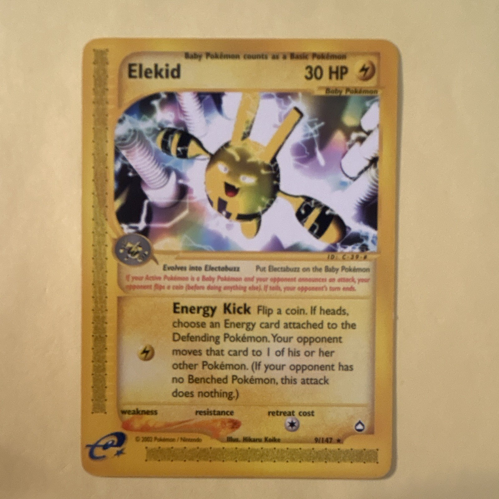 Pokemon Elekid 9/147 Aquapolis 2002 WOTC e-Reader Rare Non-Holo Vintage #2