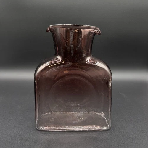 Vintage Blenko Glass 384 Double Spout Water Bottle Pitcher Amethyst Purple MCM