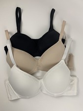 Women Full Cup Lace Thin Pad Bra White Beige Black Set of 3 size 85D / US 38C