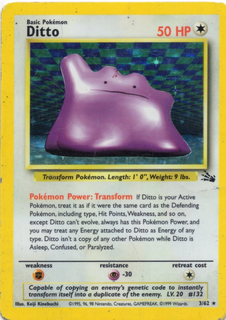 Pokemon Ditto Fossil 3/62 Unlimited Holo HP