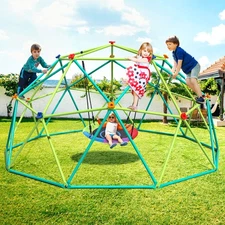 Hapfan 10FT Outdoor Climbing Dome Swing Set for Kids Backyard Play Jungle Gym