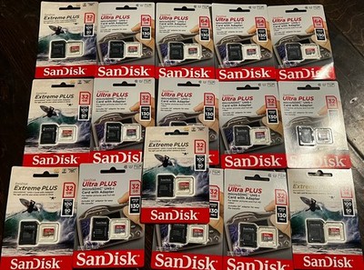 (16) SanDisk Ultra PLUS microSDXC UHS-1 Card Adapter 64GB  32GB Speed 130 MB/s