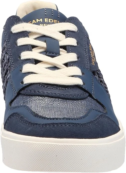 Tenis Sam Edelman Elcie Hudson azules con cordones punta redondeada parte superior baja moda Foto 2 de 4