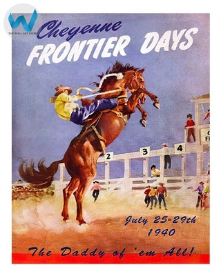 Cheyenne Frontier Days Wandkunst - 1940 Rodeo Western Poster - 18x24 oder 24x36