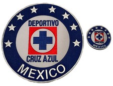 DEPORTIVO CRUZ AZUL PARCHES PAR CHAMARRA XL SIZE 9X9 Y 3X3 EL CHAPO