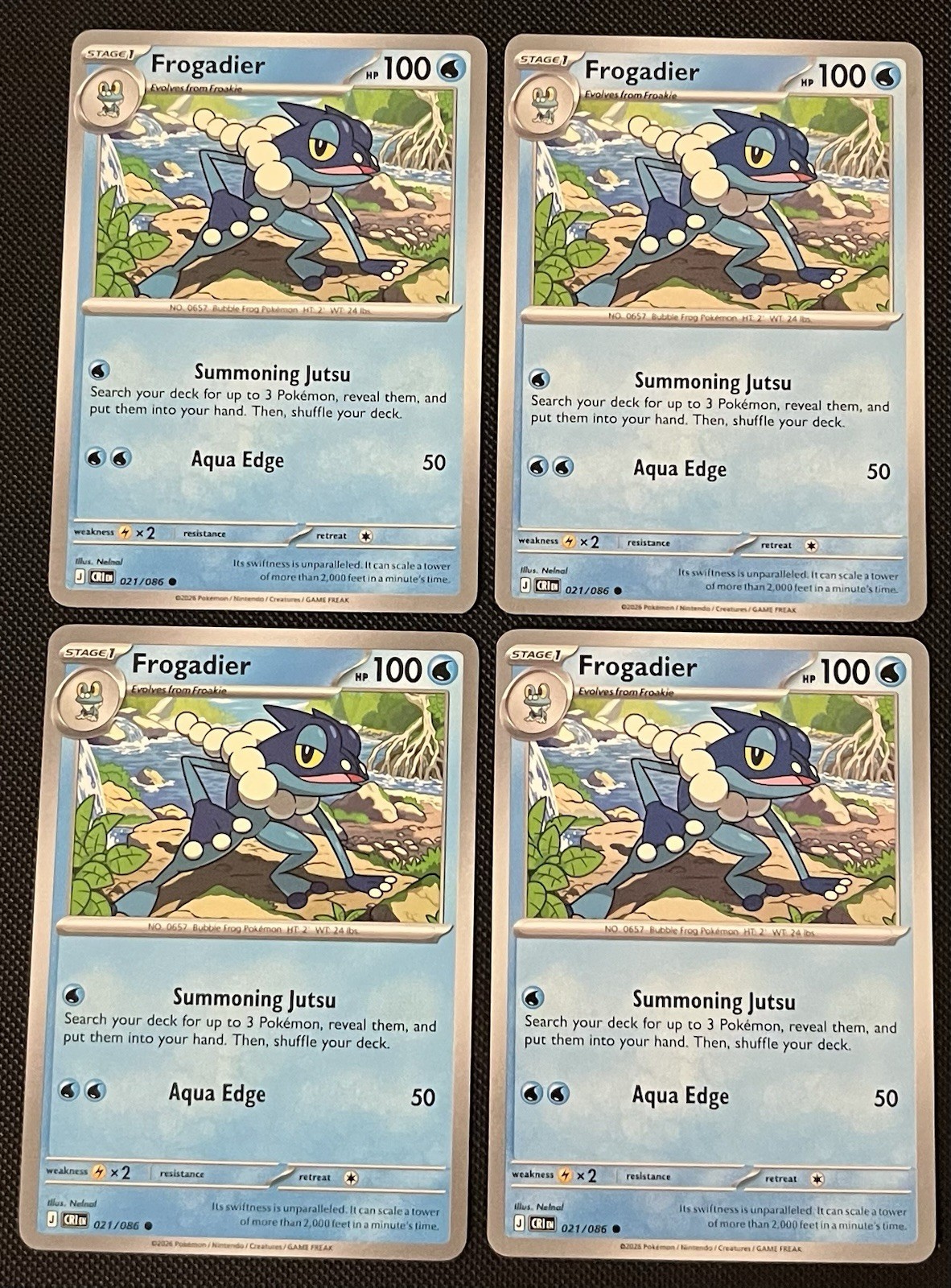 x4 Frogadier 021/086 ME04 Chaos Rising Common Pokemon Playset 4x NM
