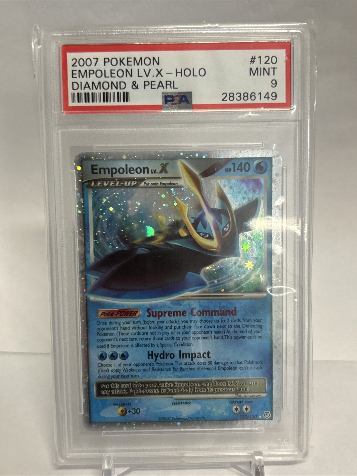 2007 Pokemon Diamond & Pearl Empoleon LV.X Holo #120/130 PSA 9