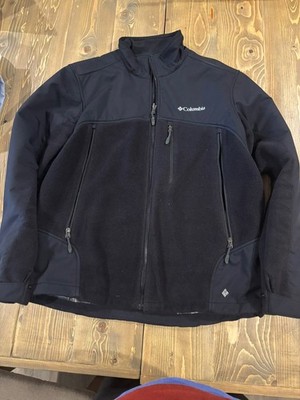 Columbia Jacket Mens Large Black Omni-Heat Interchange Fleece Softshell Full Zip