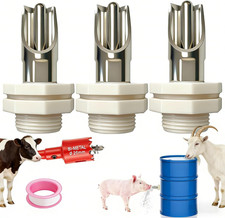 3-Pack Pig Nipple Waterer for Barrel Kit - Stainless Steel Automatic Hog Waterer