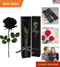 Black Single Forever Roses Luxury Gift for Women/Men, Fresh Flowers Bouquet f...