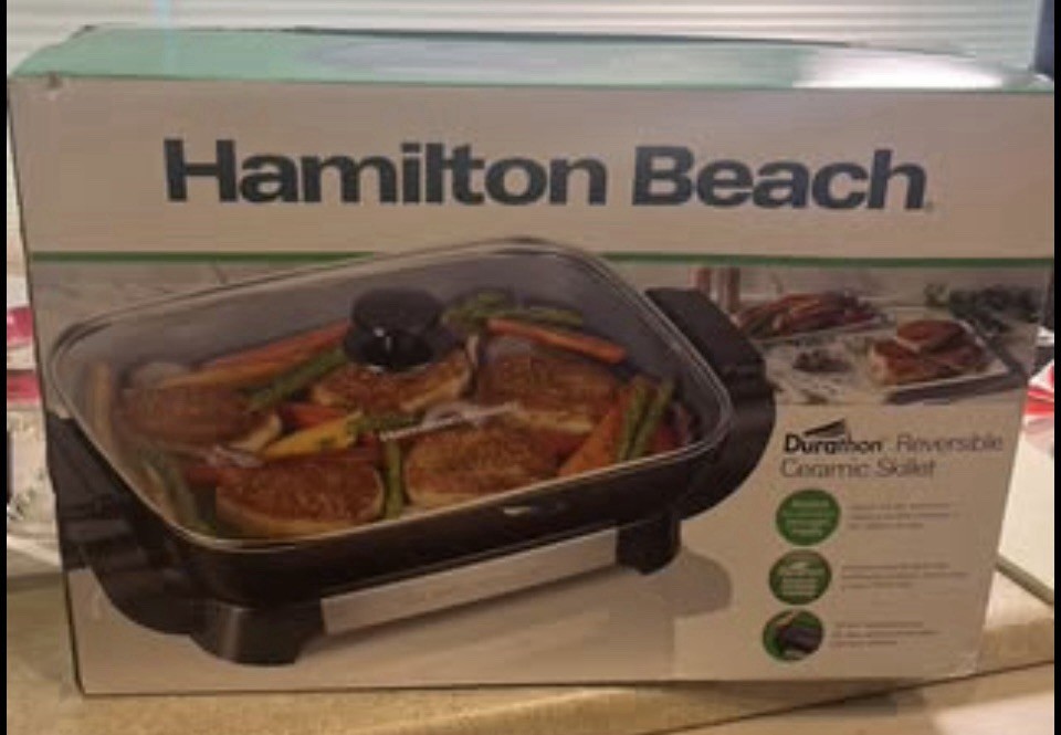 Hamilton Beach Durathon Ceramic Reversible Skillet NEW in Bo