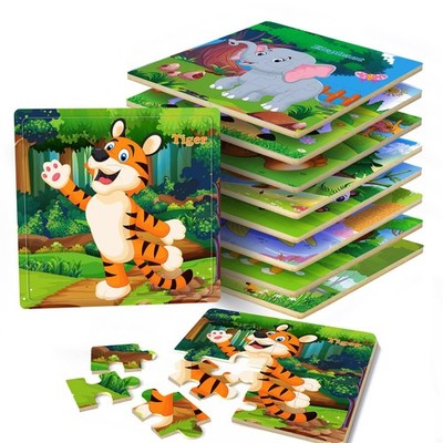 Puzzles for Kids Ages 3-5, 16 Piece Colorful Wooden Puzzles for Toddler Children