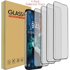 4 Pieces Clear Tempered Glass Screen Protectors For Apple iPhone XS Max/X/XS/XR