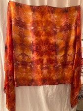 Belly dance costume veil silk hand-dyed in US: reds, pinks, oranges