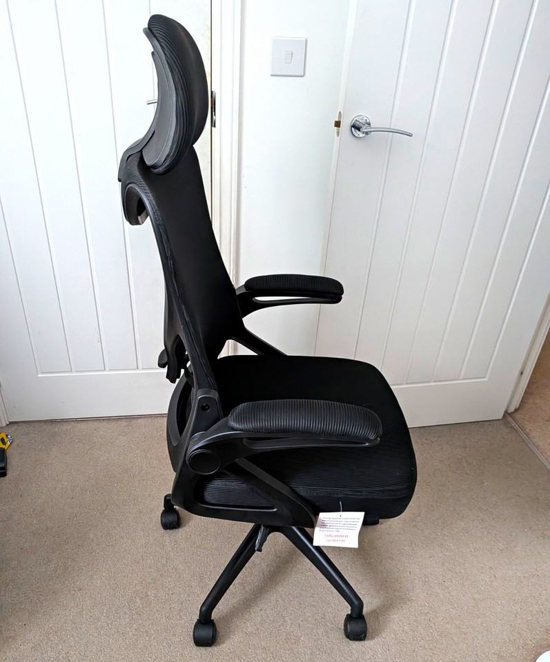 Task Chair Mesh Back Black Mesh High Back Swivel Task Chair w/ Headrest, Lumbar, 140kg | eBay UK