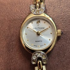 Waltham Women's Gold & Silver Metal Dress Wristwatch Analog Polished Round Case