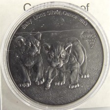 Baby Lions - Africa - Antique Finish 1000 francs CFA - Silver - BU - 2012 -...