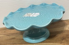 Jessica Maioliche Cake Stand Pedestal Blue Tu...