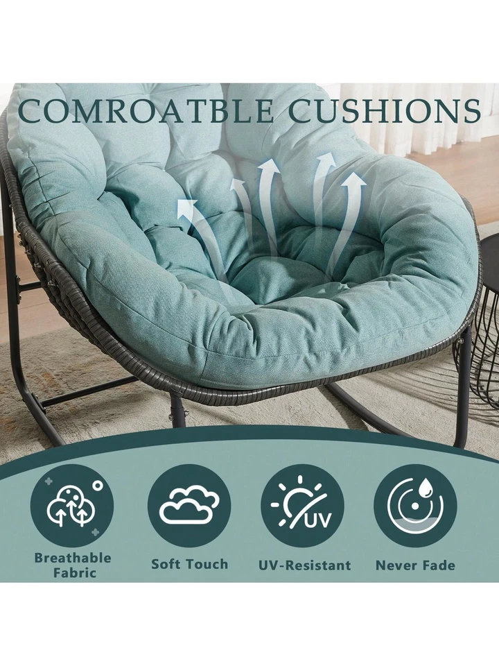 Mecedora huevo ratán de gran tamaño con cojín Papasan interior exterior Foto 4 de 4